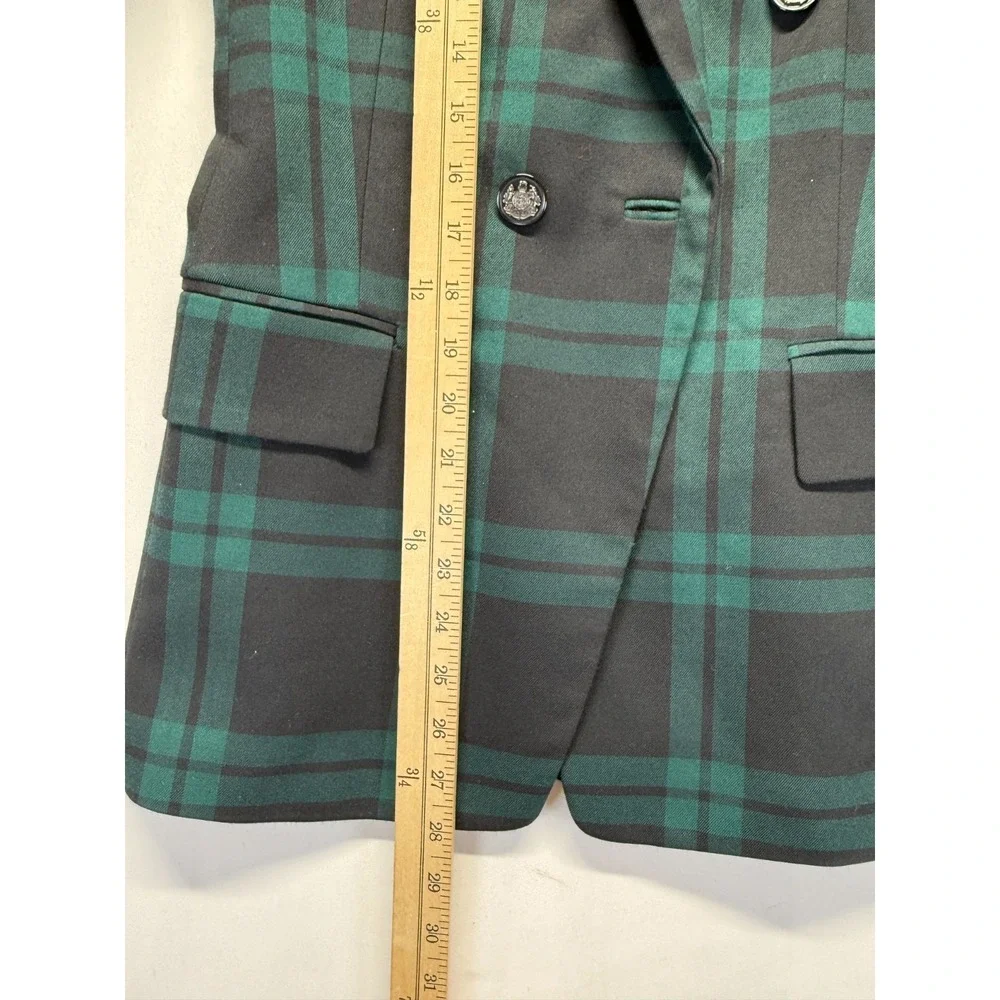 Antonio Melani‎ Blazer Jacket Womens 4 Green Black Plaid Double Breasted Formal